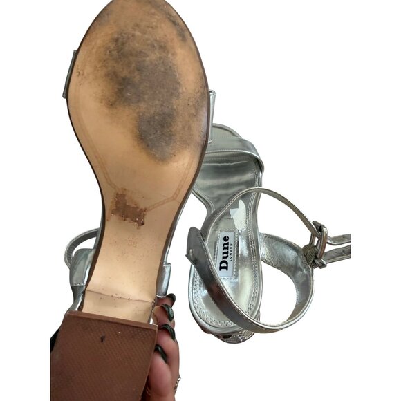 DUNE London Silver Jeweled Heels Sandals Size 38 / US 7 - Picture 9 of 11